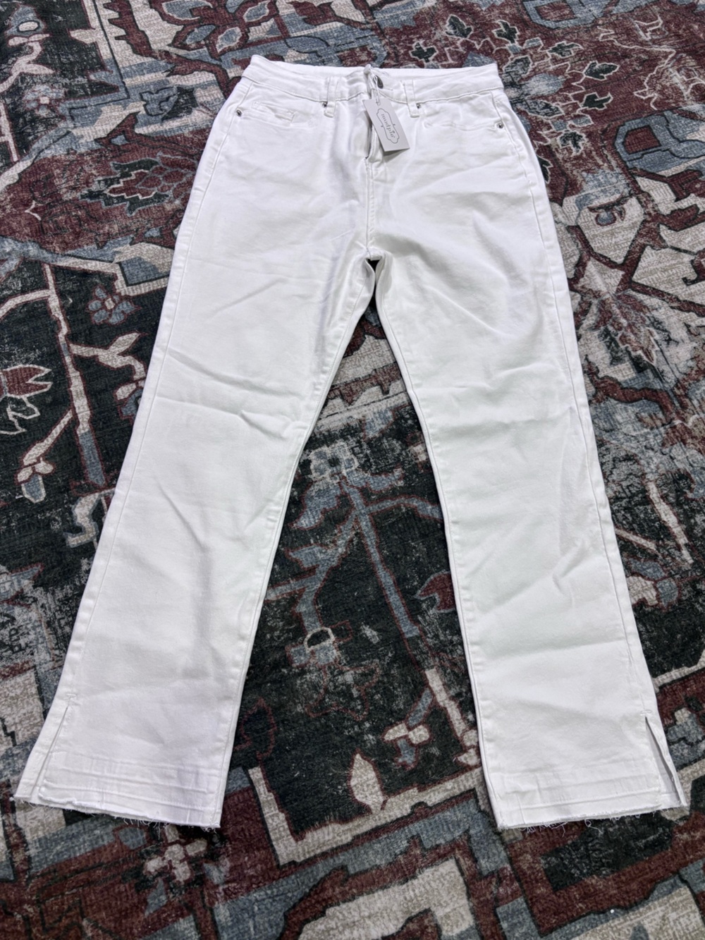 Mud Pie White Straight-Leg Jeans